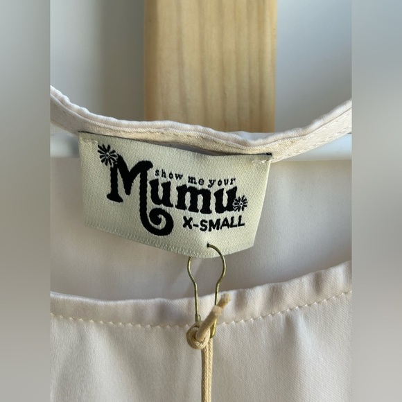 Show me your Mumu | cream poly short sleeve top | OVERSIZED XS - Picture 3 of 4